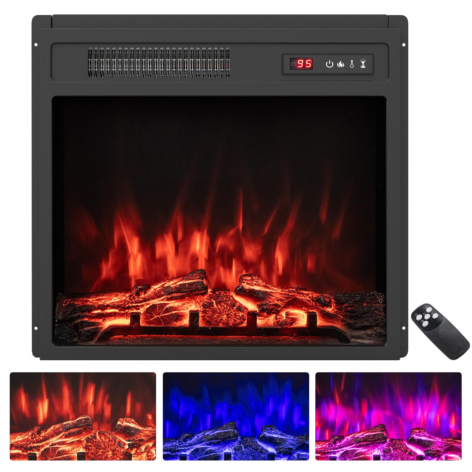 Tangkula 18" Electric Fireplace Insert with Remote Control